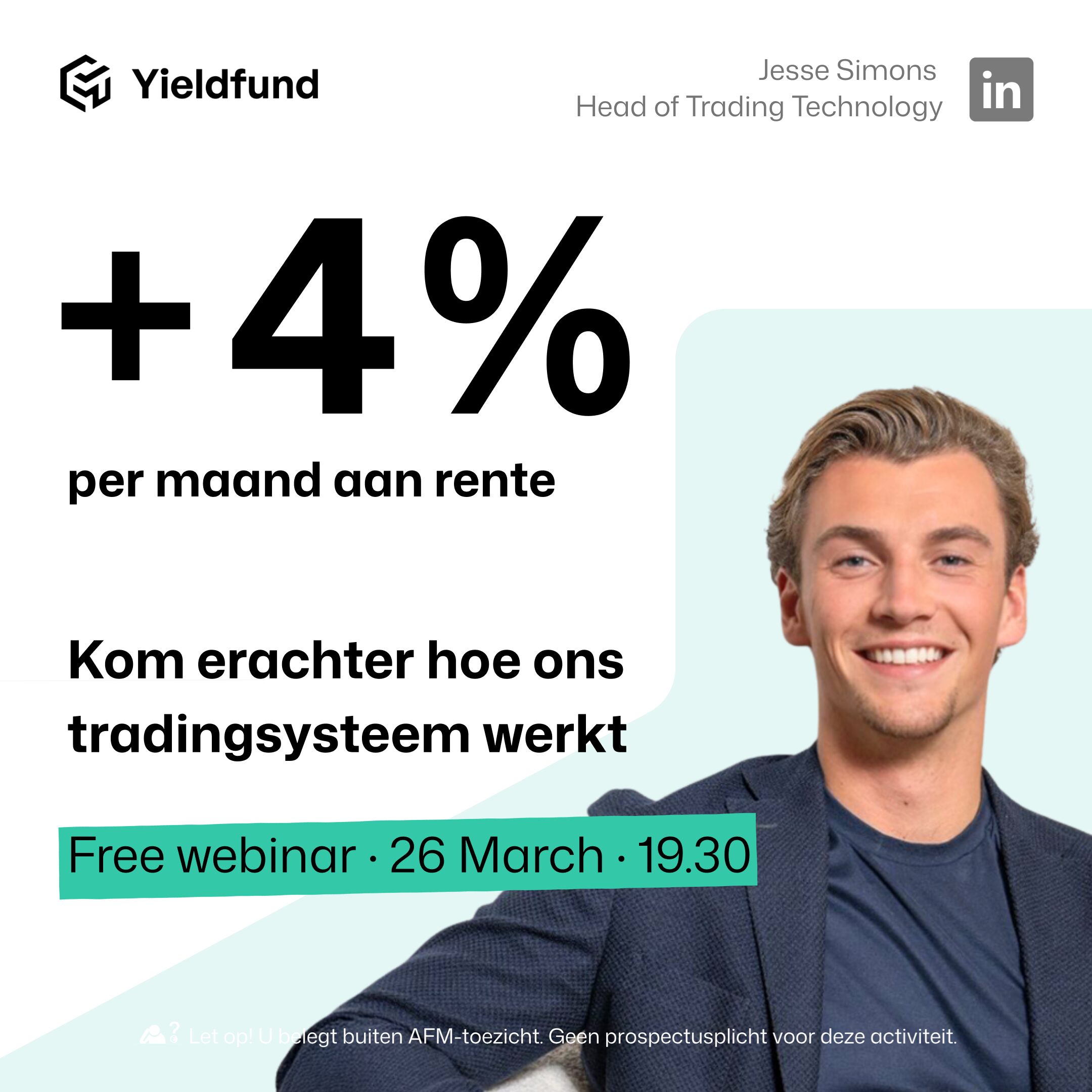 Webinar van 26 maart die wordt gegeven door Jesse SImons