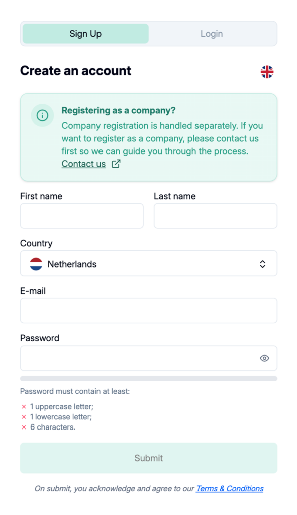 Create account 1